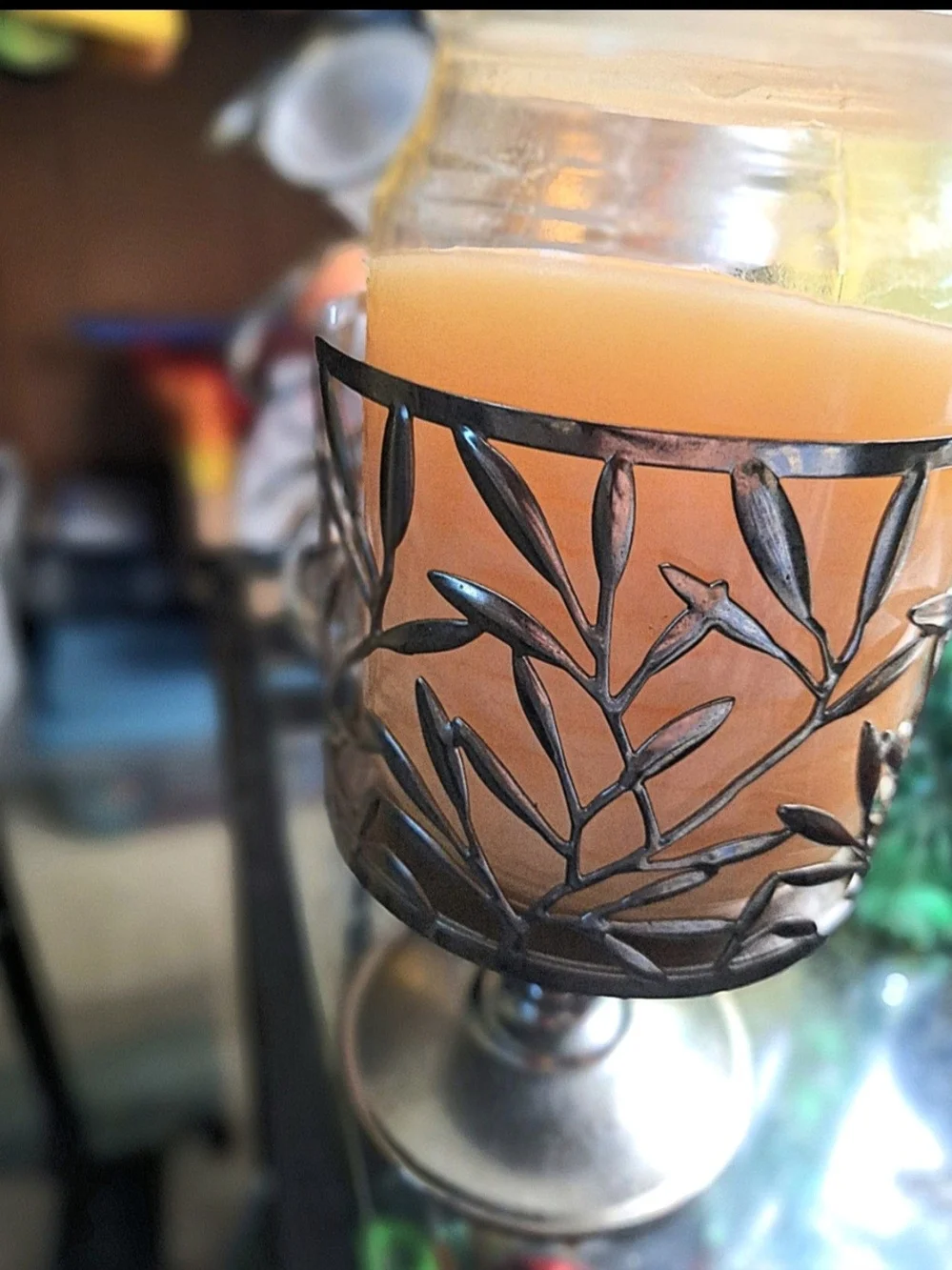 Bath & Body Works Silver Leaf Cutout Candle Holder